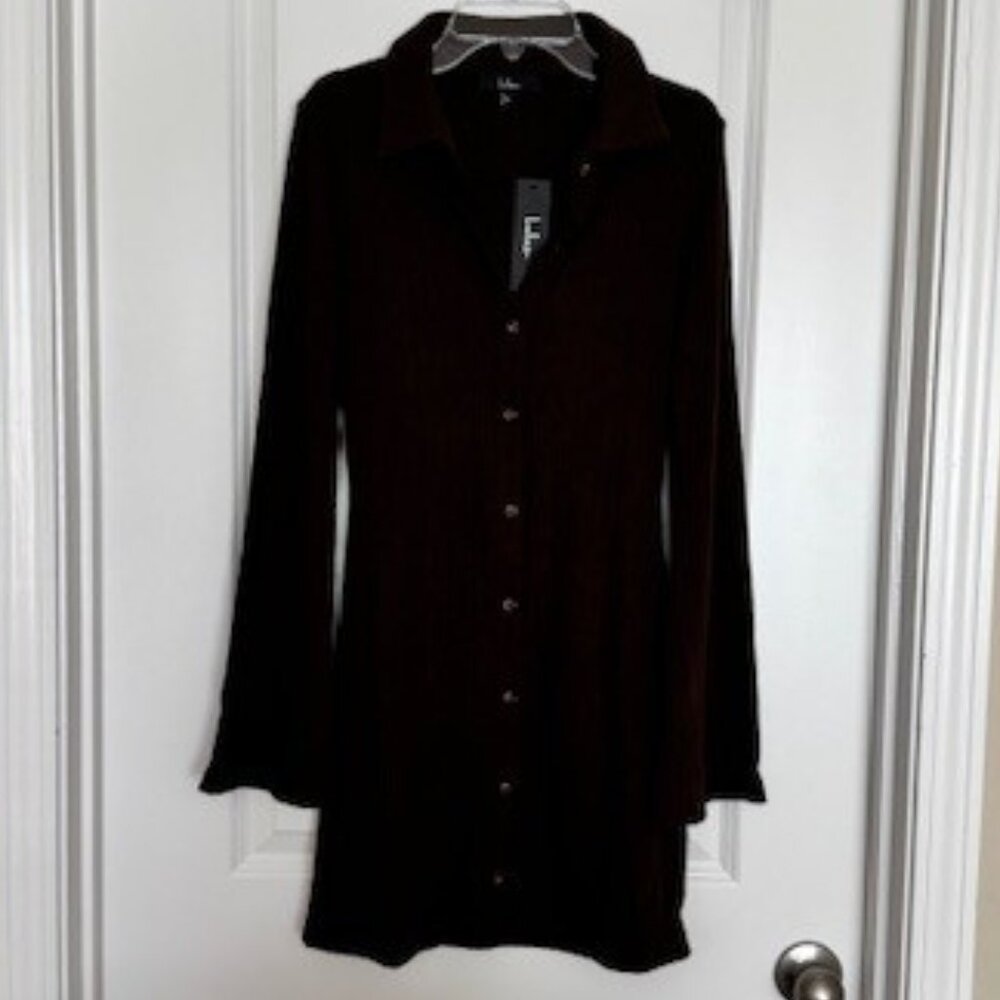 NWT Lulu's Cuddly Sweetness brown sweater, buttoned-front mini dress, Size small